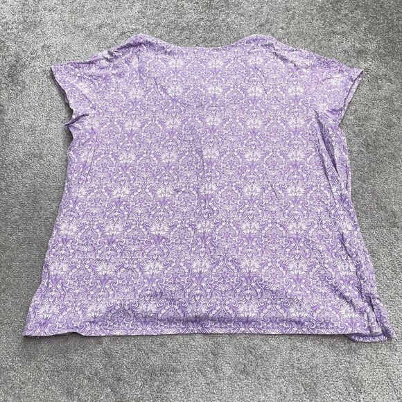 Simply Basic Sleepwear Shirt Womens 2X Purple Paisley Button Down Pajama Top - Picture 2 of 9